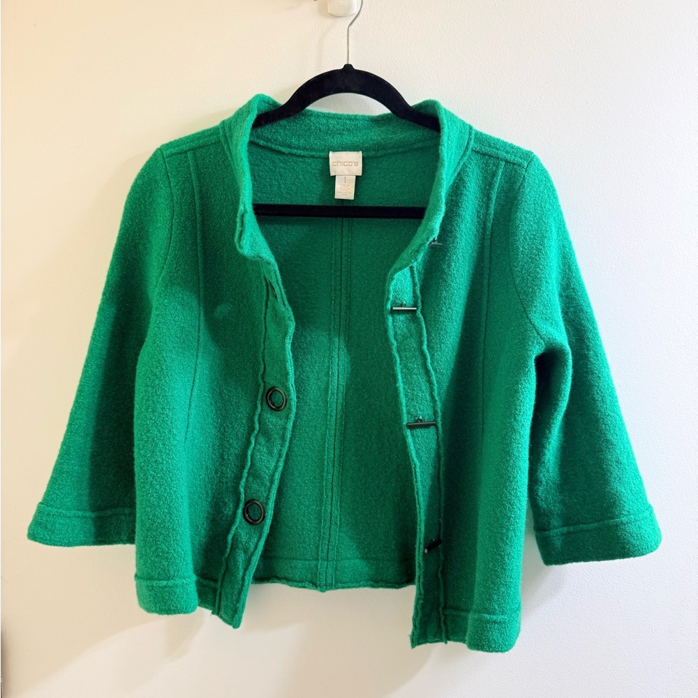 Chico's Boiled Wool Addison Cardigan Jacket Size 1 - Picture 7 of 7